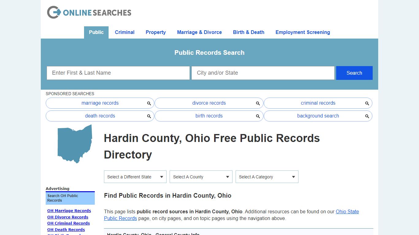 Hardin County, Ohio Public Records Directory